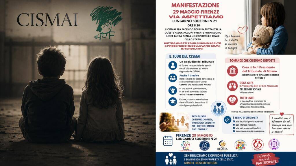 L’ombra del CISMAI sul sistema affidi: manifestazione a Firenze il 29 maggio